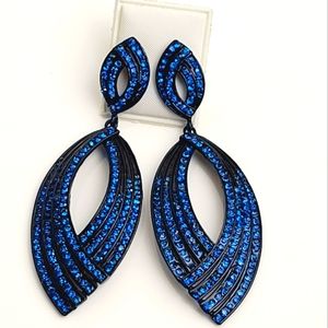 Blue Crystal Fashion Earrings Blue/Black